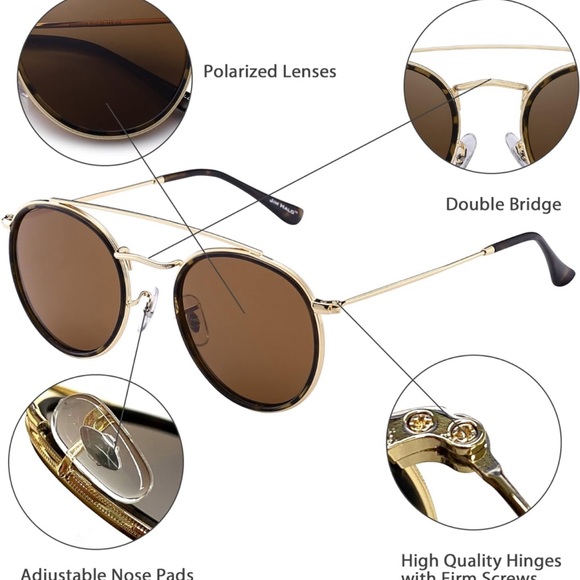 JIM HALO Small Polarized Round Sunglasses for Women - Picture 2 of 3